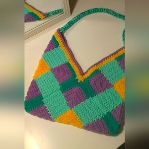 Handmade patch work crochet bag